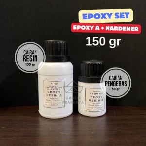 RESIN EPOXY PREMIUM HIGH GLOSS PREMIUM CRYSTAL CLEAR  150gr + Hardener Recine Super Bening Transparan Resin Resine Geode Good Quality