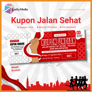 Kupon Jalan Santai Agustusan Event Run Lari HUT RI Undian Lomba 17 Agustus Sehat Custom Full Color 1