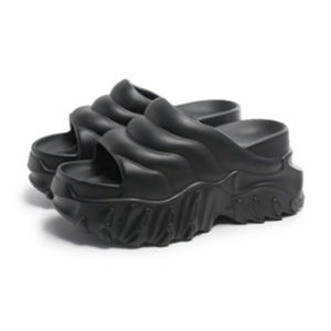 8CM EVA Wedge Sandals Wave Pattern Design Solid Color Sandals For Women Non Slip Beach Fashion Slipper For Women