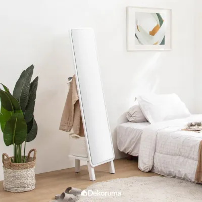 Dekoruma KIKA Standing Mirror Putih dengan Gantungan Baju - Cermin
