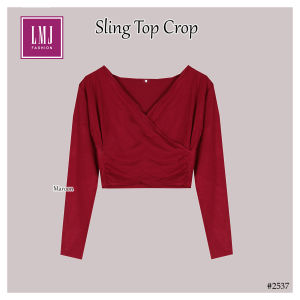 (S-XL) (COD) LMJ Fashion T-shirt Sling Crop Top Long #2537
