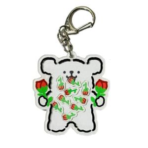 Transparent Acrylic Keychain Shaking Cartoon Dog Adorned with Rose Pendnat Keyrings Charm Fun and Stylish Bag Decoration
