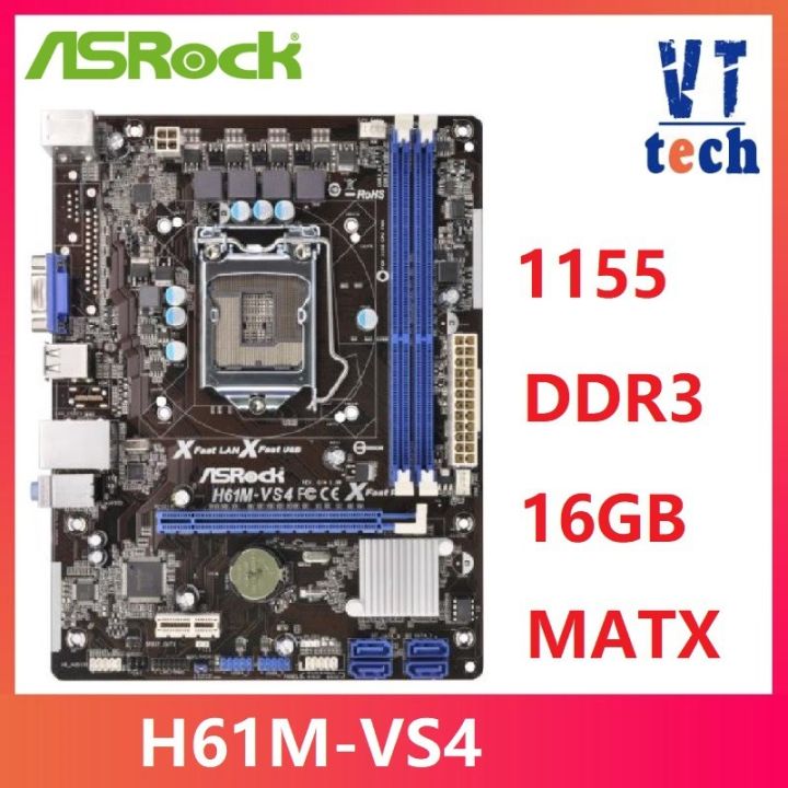 Used 100 ASRock H61M-VS4 H61 H61M LGA 1155 DDR3 RAM 16G Integrated ...