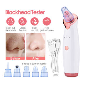 Electric Bubble Blackhead Remover Small Vacuum Suction Acne Extractor Pores Deeply Cleaning USB Rechargeable Water Cycle Pore Acne Pimple Removal Facial Cleaning Tool with 6 Replacement Heads
