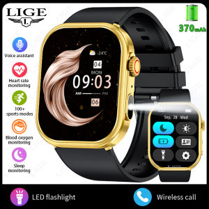 LIGE Original Smart Watch Men and Women Bluetooth Call and Heart Rate Health Fitness Tracker Led Flashlight Sports Waterproof Watch