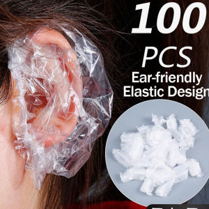 100PCS Disposable Waterproof Ear Cover Transparent Thickened Hair Salon Clear Earmuffs Shower Ear Protector Cover Caps Polyethylene