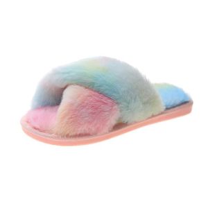 [Free Shipping] WomenS Shoes 2026 Spring New Fashion Gradient Slippers WomenS Korean Style Large Size Suede WomenS Casual Cotton Slippers for Women