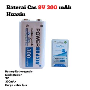 Baterai 9V 300 mAh Bisa dicharge Batu Batre Cas Huaxin Battery Rechargeable