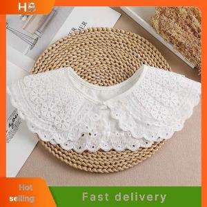 HB Women Fake Collar Shawl Detachable Blouse Decoration Lace Romantic Flower Embroidery Multi-layer False Collar Shirt Collar