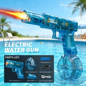 Glock Electric Water Gun Childrens Toy Spray Water Continuous Fire Powerful with Lighting Effects