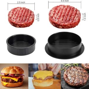Hamburger Press Patty Maker 3 in 1 Stuffed Burger Press Patty Maker Meat Press Stuffed Burger Maker Hamburger Maker Press With 100 Patty Papers Round Non-Stick Meat Beef Grill Burger Press Patty Mold