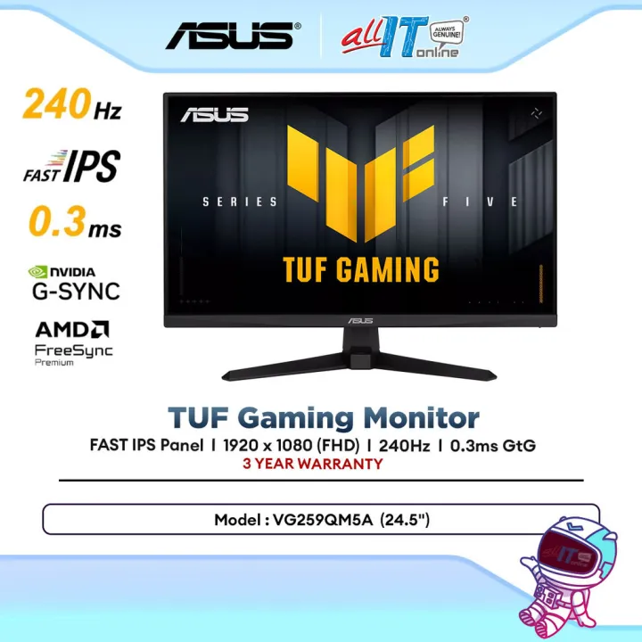 ASUS TUF Gaming VG259QM5A 24.5" FHD 240Hz Fast IPS Gaming Monitor | 0.3ms | ELMB Sync | G-Sync | AMD FreeSync | HDR10