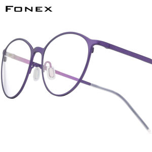FONEX Pure Titanium Glasses Women Brand Design Vintage Retro Round Eyeglasses Men Korean Ultralight Full-Rim Japanese Custom Myopia Optical Prescription Eyewear 8525