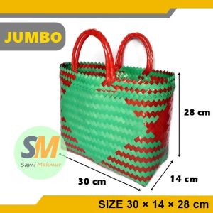 Tas Anyaman Plastik JUMBO KACA Glossy / Tas Keranjang Belanja Pasar / Tas Anyam Jinjing Parcel