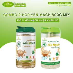 Combo 2 Hộp Yến mạch Xuân An 800G Mix (1 Hộp Yến mạch Ăn liền 800g 1 Hộp Yến mạch Cán mỏng 800g) Nhập khẩu Úc
