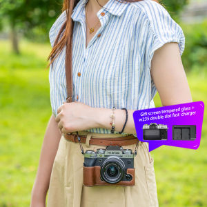 【NEW F】Camera Bag for Fujifilm X-T5 Protective Case Camera Leather Cover with Shoulder Strap Accessories