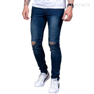 CELANA JEANS PRIA SOBEK LUTUT HITAM PEKAT | JEANS RIPPED SHP STORE ID