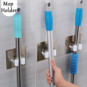 Mop Holder Wall Mounted Umbrella Broom Storage Rack Cleaning Tool Hook Kitchen Accessories Bathroom Storage Mop [Warm Homie]