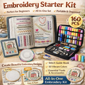 Portable Embroidery Stitch Book With Sewing Tool Kit DIY Sewing Kit Creative Embroidery Stitches Book Stitch Sample Book Linen Embroidery Enthusiasts Book 便携式刺绣针法书+缝纫工具包