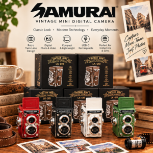 Samurai LK-019 Vintage Mini Digital Camera Retro Twin Lens Compact USB-C Rechargeable