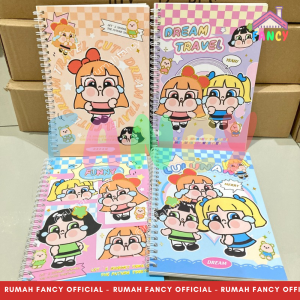 Buku Diary Spiral / Notes Spiral A5 FANCY Cover Hologram Full Motif Kapibara / Cry Baby / Laububu Lucu Unik Murah