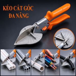 Kéo cắt góc đa năng với tay cầm màu cam lưỡi dao sắc bén thước đo góc cắt ống nhựa ống kim loại dây điện và ống nước.