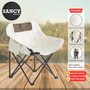 SANCY Portable Folding Camping Outdoor Chair Backrest Moon Seat Chair Beach Hiking Fishing Chair Kerusi Camping Lipat - Fulfilled by SANCY