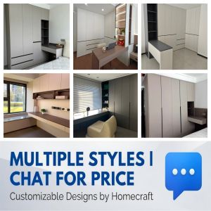 Custom Integrated Wardrobe Dressing Table Vanity Set Study Desk Cabinet Customize Size Design Color BTO Condo HDB Luxury Bedroom Storage