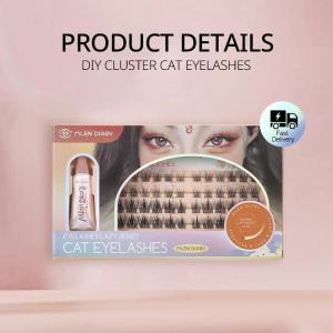 MLEN DIARY C Curl False Eyelashes Natural Soft 12MM 3D DIY Lightweight Fox Cat Lashes with Glue