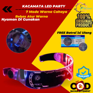 Kacamata Led Lampu Birthday Party Pesta Dj Menyala 7 Warna Free Batrai Tambahan