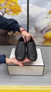 Spring Summer New Business Casual Hand Stitched Genuine Leather Slip On Mens Shoes