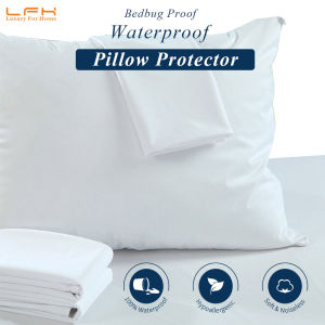 Waterproof Pillow Protector 2 Packs Hotel Home Bed Pillowcase 50x70cm Washable Bolster Protector