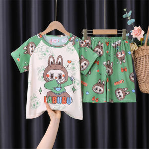 ChoiFoo ชุดนอนลายการ์ตูนของเด็กชุดนอนคุโรมิน่ารักชุดนอนชุดนอนแบบสบายๆหลวมเย็นสบายและระบายอากาศได้ดีชุดนอนเสื้อแขนสั้นสำหรับหน้าร้อนชุดนอนผ้านุ่มใส่สบายเหมาะสำหรับใส่อยู่บ้าน