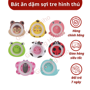 BÁT ĂN DẶM SỢI TRE CÓ HÌNH THÚ NGỘ NGHĨNH ĐÁNG YÊU CHO BÉ TRAI VÀ BÉ GÁI ĐỰNG CHÁO VÀ CHỊU NHIỆT TỐT AN TOÀN CHO BÉ KÍCH THÍCH TRÍ TÒ MÒ VÀ GIÚP BÉ ĂN NGON MIỆNG