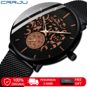 CRRJU Jam Tangan Pria Fashion 2022 Biru Ultra Tipis Tali Jala Jam Tangan Retro Hollow Bunga Keren Kasual Tahan Air Jam Tangan 2150B