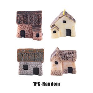 Home Desktop Small Crafts Mini Statues Doll House Stone House Garden Decoration Micro Landscape Garden Hut Miniature Resin