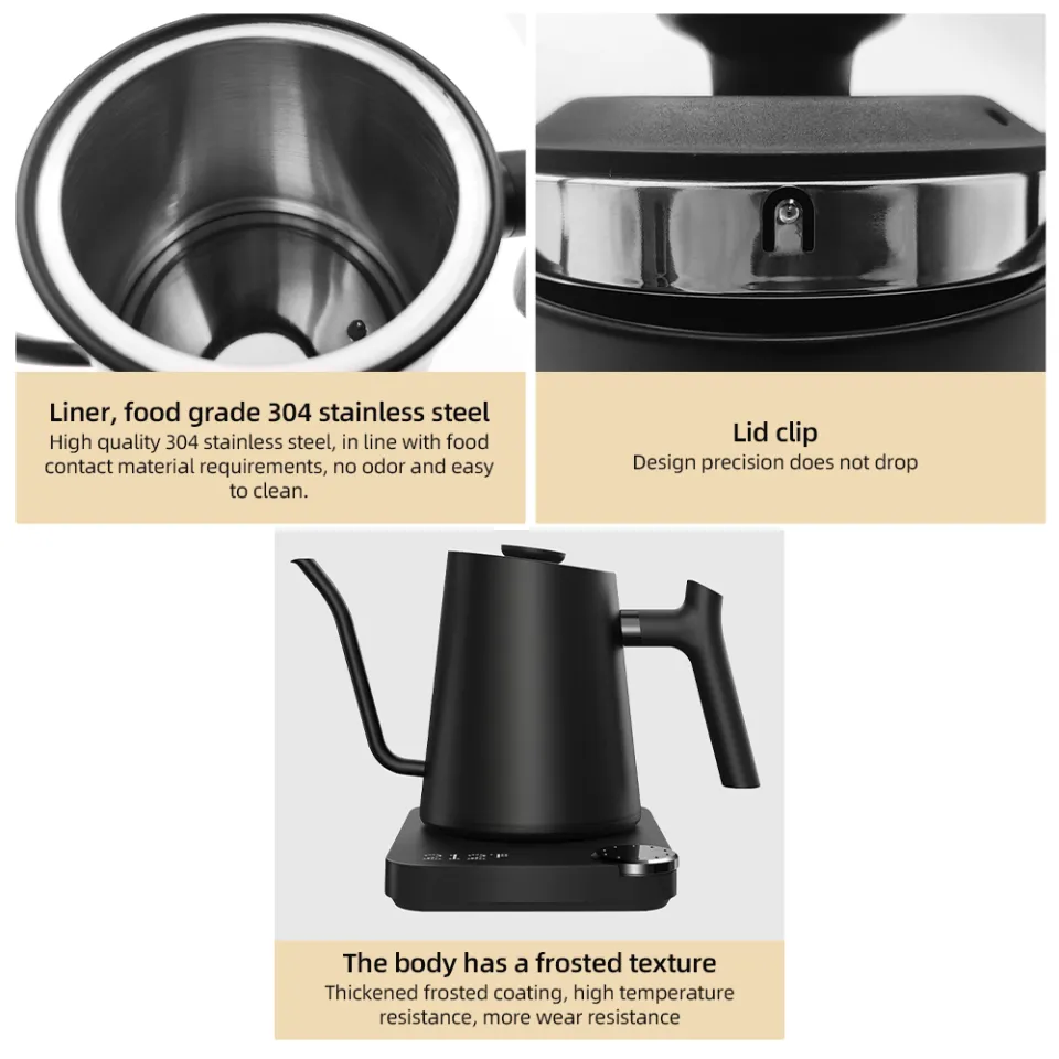 Gooseneck Electric Kettle Temperature Control Stainless Steel Inner  Quick Heating 1200W Electric Kettles for Pour Over Coffee Brew Tea Boil 