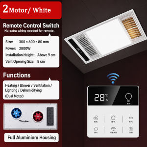 YIJU Bathroom Ceiling Exhaust Fan with Light and Strong Power Heater Full Aluminum Body