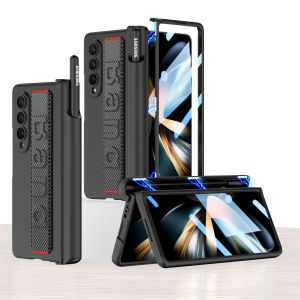 All shock-proof Wrist Strap Case For Samsung Galaxy Z Fold 3 Fold 4 Fold5 6 Cover ZFold5 fold4 Fold6 Case With Front Screen Glass with Side S Pen Slot Back Hard PC Case For Samsung Galaxy Z Fold3 Fold4 Fold5 Case With Pen Slot Hinge Cover For Z Fold3 4 5
