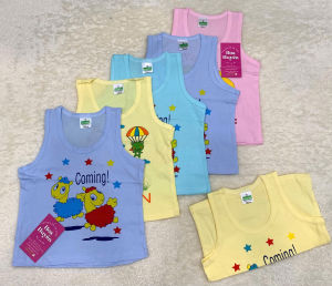 Combo 5 Áo Ba Lỗ Cotton cho bé trai bé gái sơ sinh nền màu chất 100% Cotton Bosini vải mềm mịn thấm hút mồ hôi cho bé 3-25kg