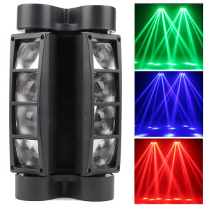 New Laser RGBW LED Spider Moving Head Beam Stage Lights Sound Activated DMX-512 Control Disco Stage