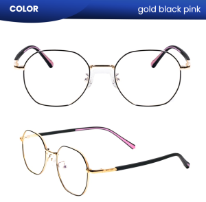 IOOI Eyewear -  Kacamata Kotak Segi Enam Lentur Metal Anti Blueray Photocromic Pria Wanita 58006