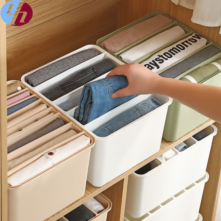Wardrobe storage device separate compartments for clothes pants storage
