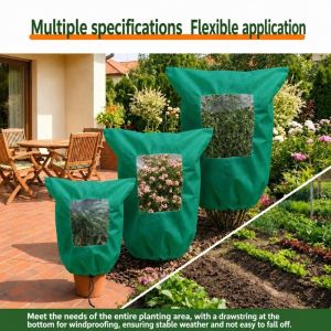 WILLUCK với cửa sổ trong suốt Vỏ bọc bảo vệ cây trồng mùa đông Vải không dệt Chống gió Túi bảo vệ cây khỏi sương giá Di động có dây rút và khóa Túi giữ ấm cây trồng mùa đông Thời tiết lạnh