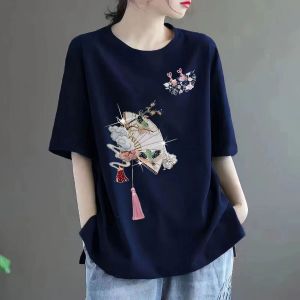 Womens T-shirt 2025 Summer New Print Versatile Slimming Fashion Loose Casual Top