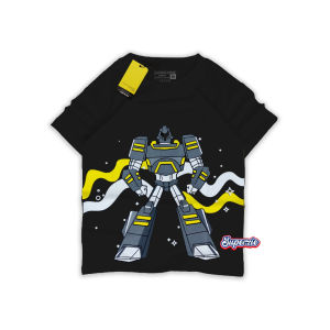 Baju Kaos Distro Anak laki laki Gambar Robot Transformer Motif Gundam Usia 1-13 Tahun Warna Hitam