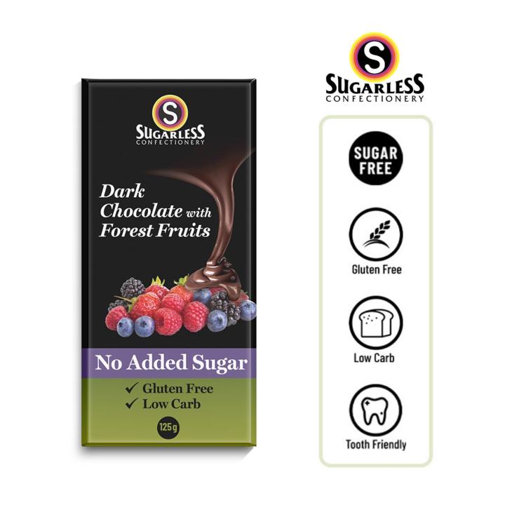 SUGARLESS DARK CHOCOLATE WITH FOREST FRUITS 125G Lazada
