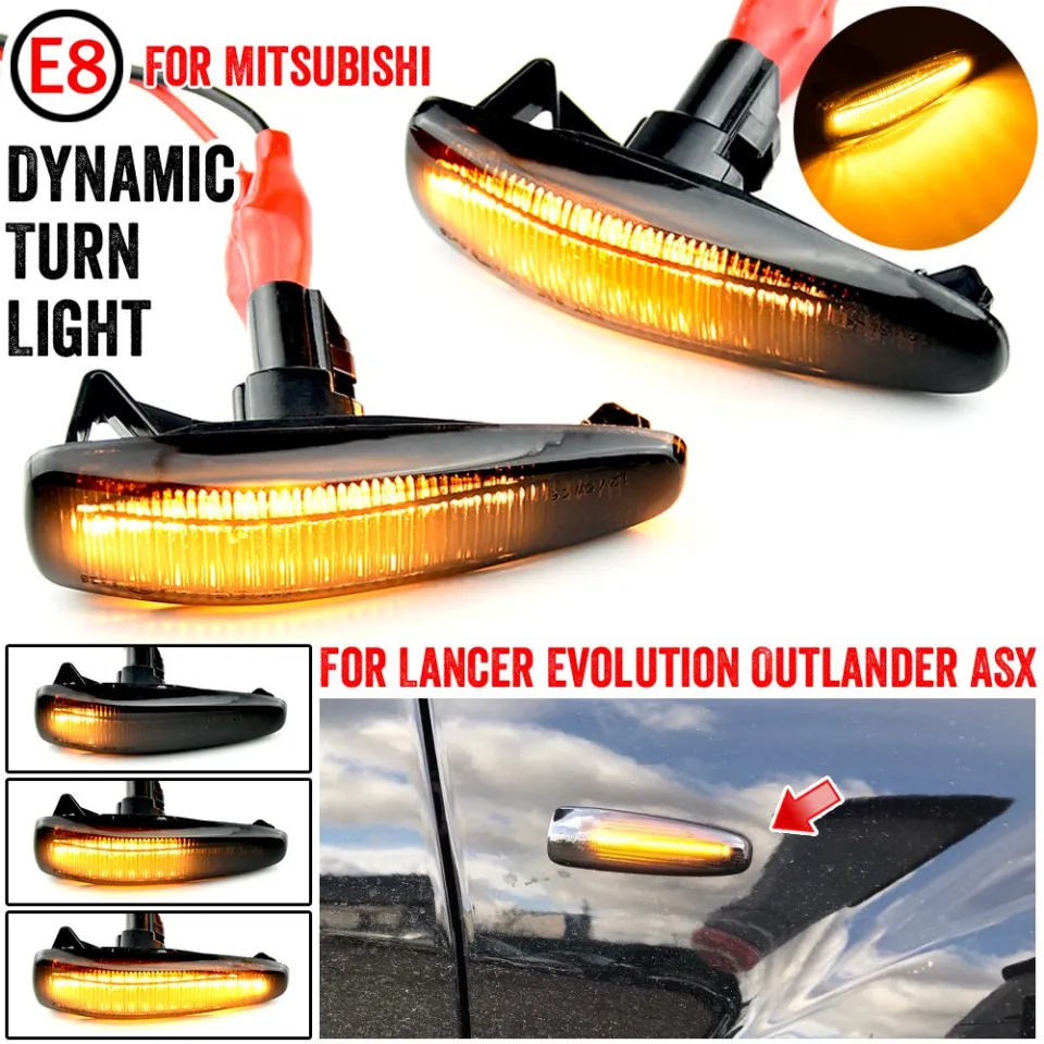 Aim-auto-us LED Side Marker Dynamic Turn Signal Light – Smoke Tinted, Amber, For Mitsubishi Lancer Evolution X