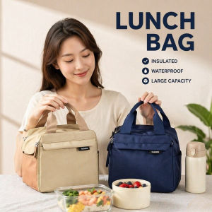 Insulated Lunch Bag Waterproof Thermal Nylon Large Capacity Tote For Office School Picnic Travel