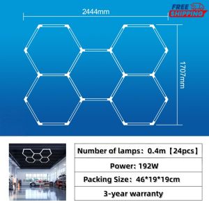 Hexagon LED Garage Light 6000K Ultra Bright Honeycomb Panel for Car Wash Workshop DIY